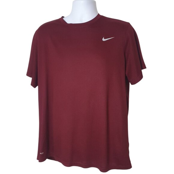 Nike Mens Athletic Tee M Maroon Dri-Fit Short Sleeve Sporty T-Shirt - Picture 1 of 5